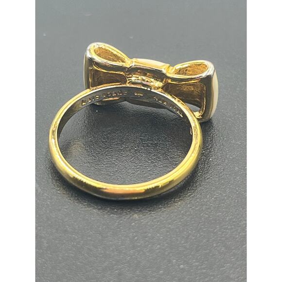 Kate Spade New York Take A Bow Cream Enamel Gold Plated Ring Sz 6.5 - Picture 9 of 10